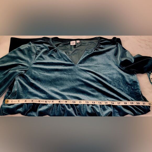 Gap ZEN Tropic Green Velvet MINI TIER DRESS - Size Large - Picture 9 of 11